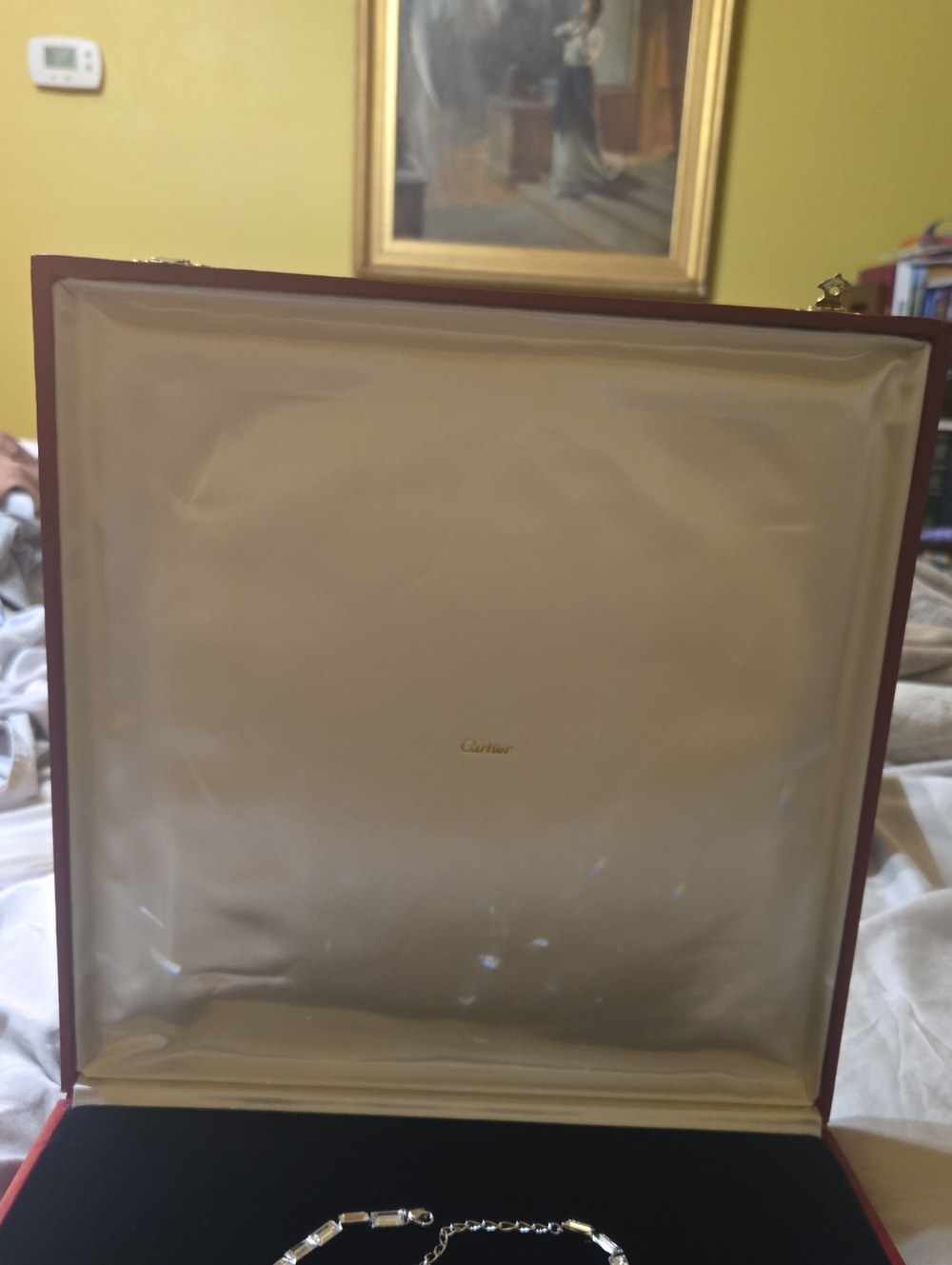 Red Cartier Display Box. Vintage. Leather. For Necklace Large 12X12 - Picture 8 of 10